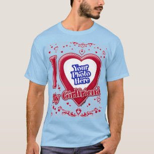 Ich Liebe meine Freundin Foto Red Hearts Light Blu T-Shirt