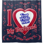Ich Liebe meine Freundin Foto Red Hearts Navy Duschvorhang (Vorderseite)