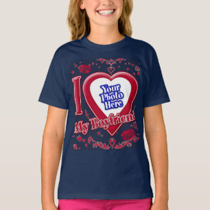 Ich Liebe meine Freundin Foto Red Hearts Navy T-Shirt