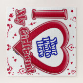 Ich Liebe meine Freundin Foto Red Hearts Puzzle (Horizontal)