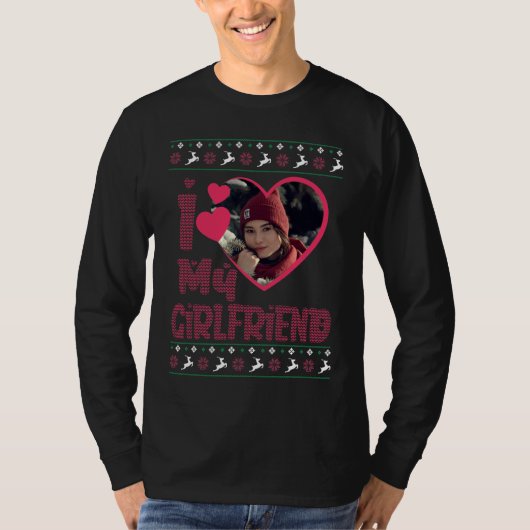 Ich Liebe meine Freundin Foto Ugly Weihnachts-Swea T-Shirt (Vorderseite)