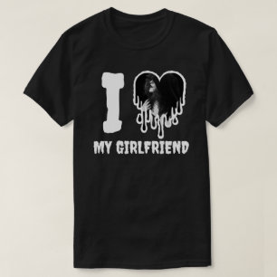 Ich liebe meine Freundin Gothic White Heart Foto T-Shirt