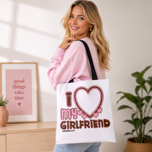 Ich liebe meine Freundin Herz Braun Rosa Tragetasc Tasche
