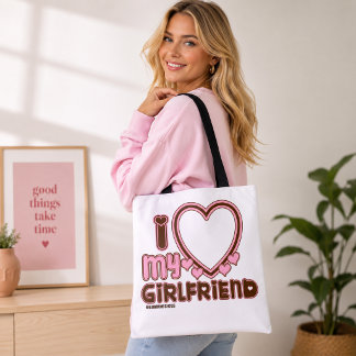 Ich liebe meine Freundin Herz Braun Rosa Tragetasc Tasche