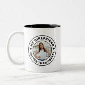 Ich Liebe meine Freundin Hotter als Coffee Funny Zweifarbige Tasse (Links)