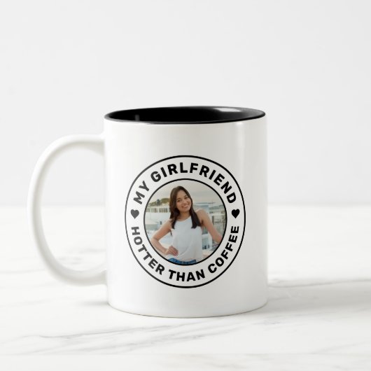 Ich Liebe meine Freundin Hotter als Coffee Funny Zweifarbige Tasse (Links)