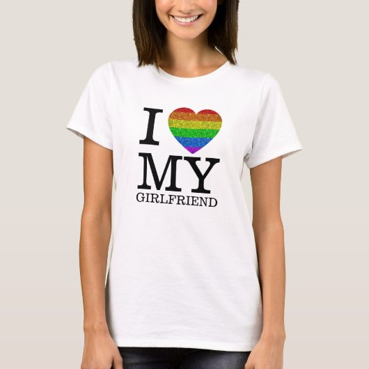 Ich Liebe meine Freundin LGBT Fahne Herz Valentins T-Shirt (Vorderseite)
