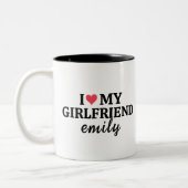 Ich Liebe meine Freundin Name Custom Funny Boyfrie Zweifarbige Tasse (Links)