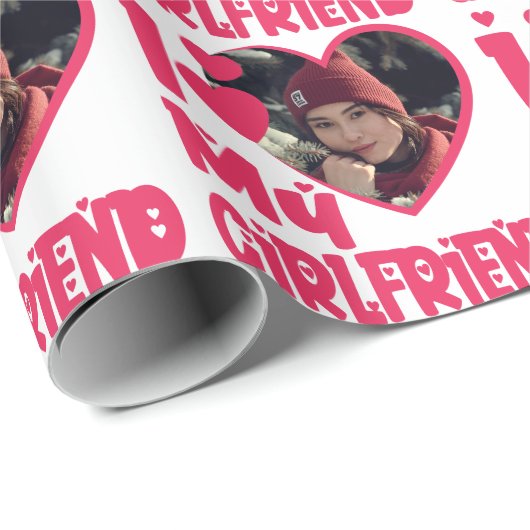 Ich Liebe Meine Freundin Personalisiert Foto Geschenkpapier (Rolleneckpunkt)