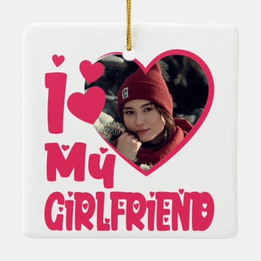 Ich Liebe Meine Freundin Personalisiert Foto Keramikornament (Rückseite)