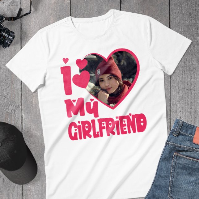 Ich Liebe Meine Freundin Personalisiert Foto T-Shirt