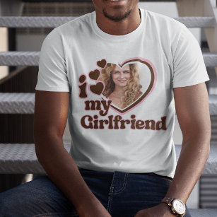 Ich Liebe meine Freundin Pink Brown Foto T-Shirt