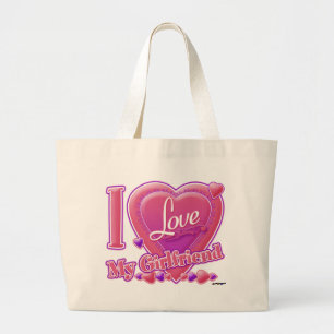 Ich Liebe Meine Freundin pink/lila - Herz Jumbo Stoffbeutel