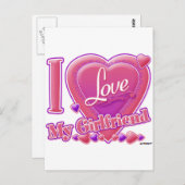 Ich Liebe Meine Freundin pink/lila - Herz Postkarte (Vorne/Hinten)