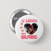 Ich Liebe Meine Freundin rosa Herz Custom Foto Button (Vorne & Hinten)