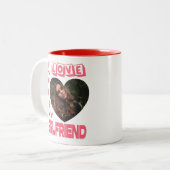 Ich Liebe Meine Freundin rosa Herz Custom Foto Zweifarbige Tasse (Vorderseite Links)