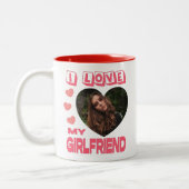 Ich Liebe Meine Freundin rosa Herz Custom Foto Zweifarbige Tasse (Links)
