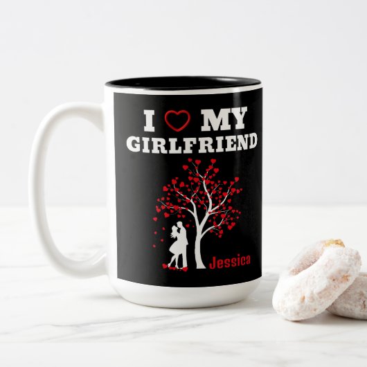 Ich Liebe meine Freundin Zweifarbige Tasse (Mit Donut)