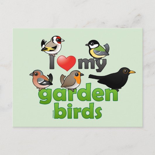 Ich Liebe meine Gartenvögel Postkarte (Vorderseite)