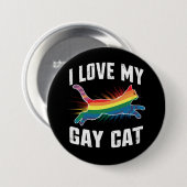 Ich Liebe meine Gay Cat Funny Rainbow Pride Lgbt Button (Vorne & Hinten)