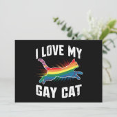 Ich Liebe meine Gay Cat Funny Rainbow Pride Lgbt Einladung (Stehend Vorderseite)