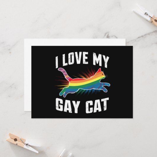 Ich Liebe meine Gay Cat Funny Rainbow Pride Lgbt Einladung (Vorderseite/Rückseite Beispiel)