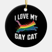 Ich Liebe meine Gay Cat Funny Rainbow Pride Lgbt Keramik Ornament (Vorne)