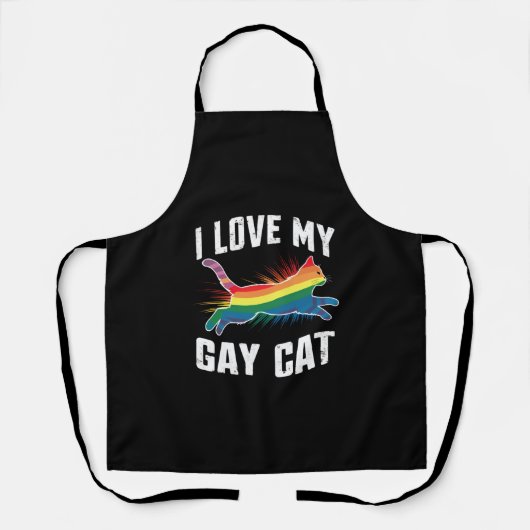 Ich Liebe meine Gay Cat Funny Rainbow Pride Lgbt Schürze (Vorderseite)