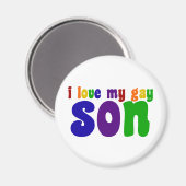 Ich Liebe meine Gay Son Retro-Regenbogen-Mama Magnet (Vorderseite/Rückseite)