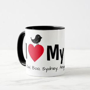 Ich liebe meine gefiederten Kinder Kanarienvogel F Tasse
