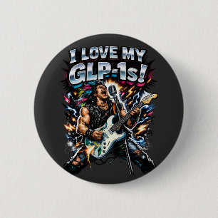Ich liebe meine GLP-1s Rock-Gitarrist Neon-Grafik Button
