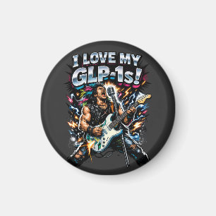 Ich liebe meine GLP-1s Rock-Gitarrist Neon-Grafik Magnet