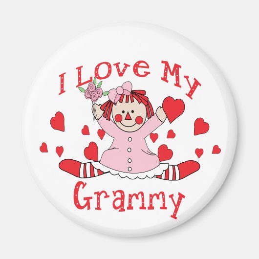 Ich Liebe meine Grammy Rag Puppe & Herz Magnet (Vorne)