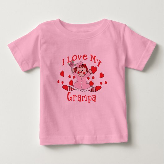 Ich Liebe meine Grampa Rag Puppe & Herz Baby T-shirt (Vorderseite)