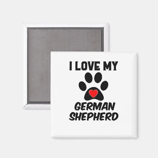 Ich Liebe meine große Paw Red Heart German Sheperd Magnet (Vorderseite/Rückseite)