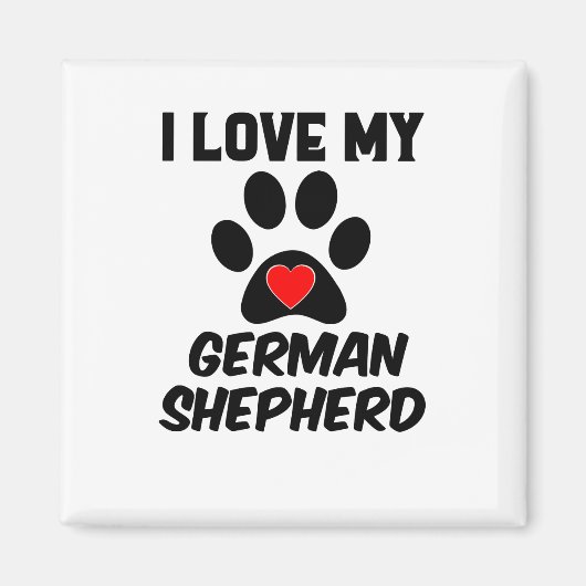 Ich Liebe meine große Paw Red Heart German Sheperd Magnet (Vorne)