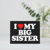 ICH LIEBE MEINE GROSSE SCHWESTER POSTKARTE (Stehend Vorderseite)