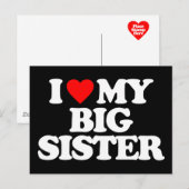 ICH LIEBE MEINE GROSSE SCHWESTER POSTKARTE (Vorne/Hinten)
