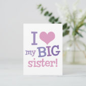 Ich Liebe meine große Schwester Postkarte (Stehend Vorderseite)