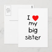 Ich Liebe meine große Schwester Postkarte (Vorne/Hinten)