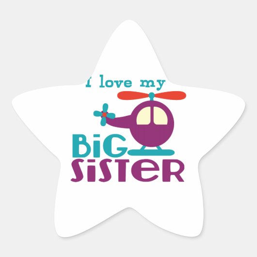 Ich Liebe meine große Schwester Stern-Aufkleber (Vorderseite)