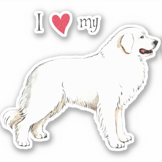 Ich Liebe meine großen Pyrenäen Vinyl Sticker (Vorderseite)