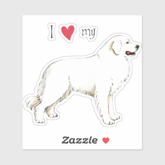 Ich Liebe meine großen Pyrenäen Vinyl Sticker (Blatt)