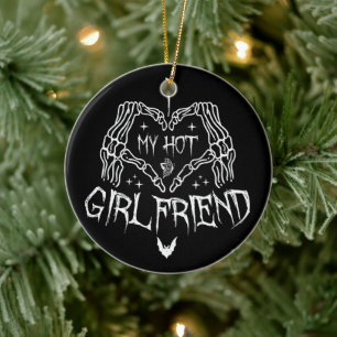 Ich Liebe meine heiße Freundin Halloween Skeleton  Keramik Ornament