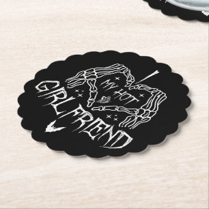 Ich Liebe meine heiße Freundin Halloween Skeleton Untersetzer