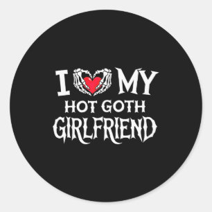 Ich liebe meine heiße goth Freundin Skelett Hand H Runder Aufkleber