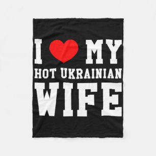 Ich liebe meine heiße ukrainische Frau rotes Herz Fleecedecke