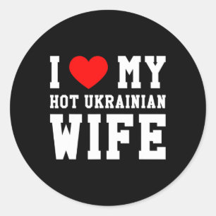 Ich liebe meine heiße ukrainische Frau rotes Herz Runder Aufkleber