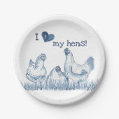 Ich Liebe meine Hühner Blauhühnchen Malerei rustik Pappteller (Vorderseite)