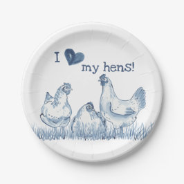 Ich Liebe meine Hühner Blauhühnchen Malerei rustik Pappteller